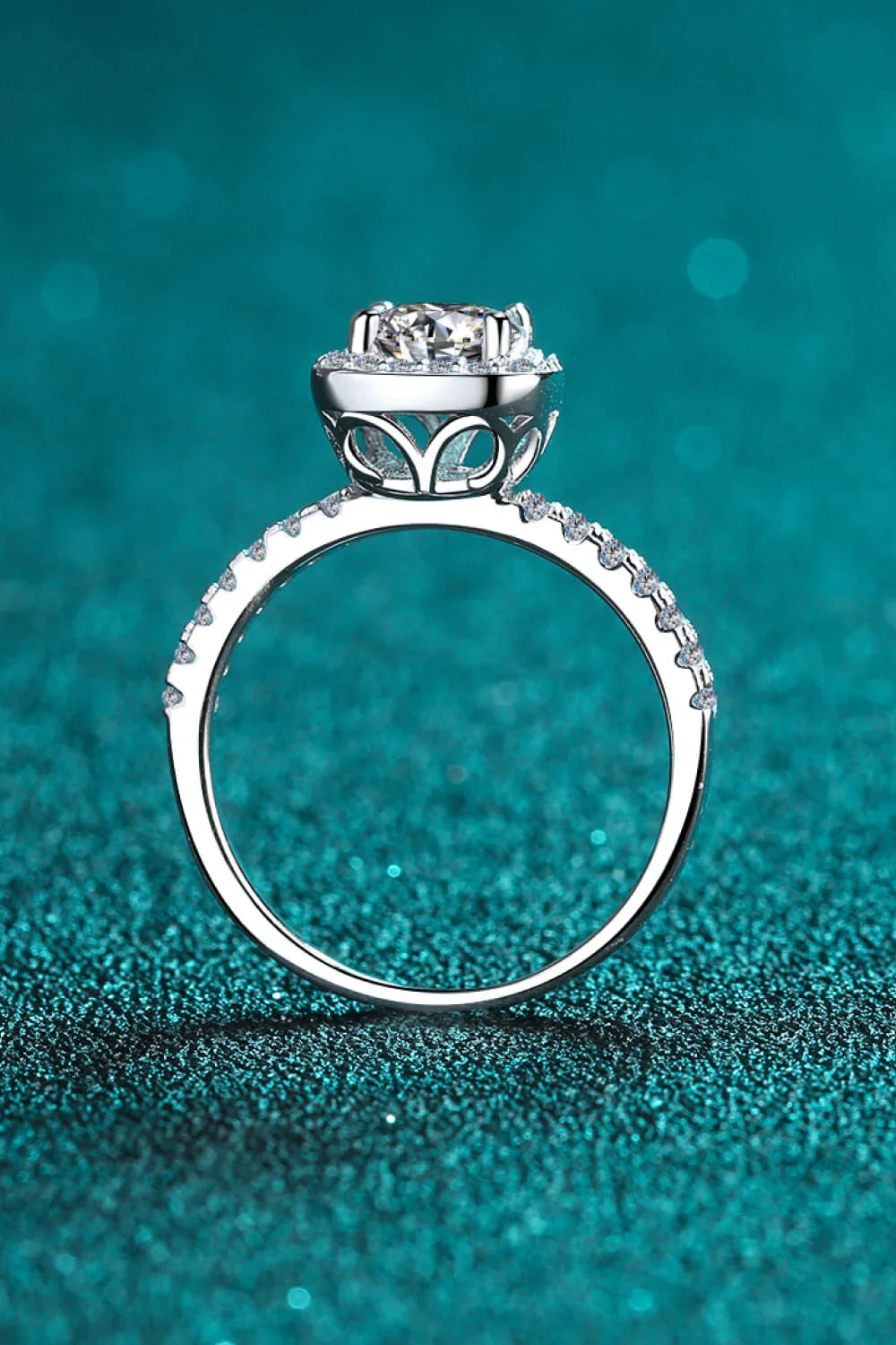 Square Moissanite Ring, Rhodium Plated Sterling Silver - Southern Shores Clothing