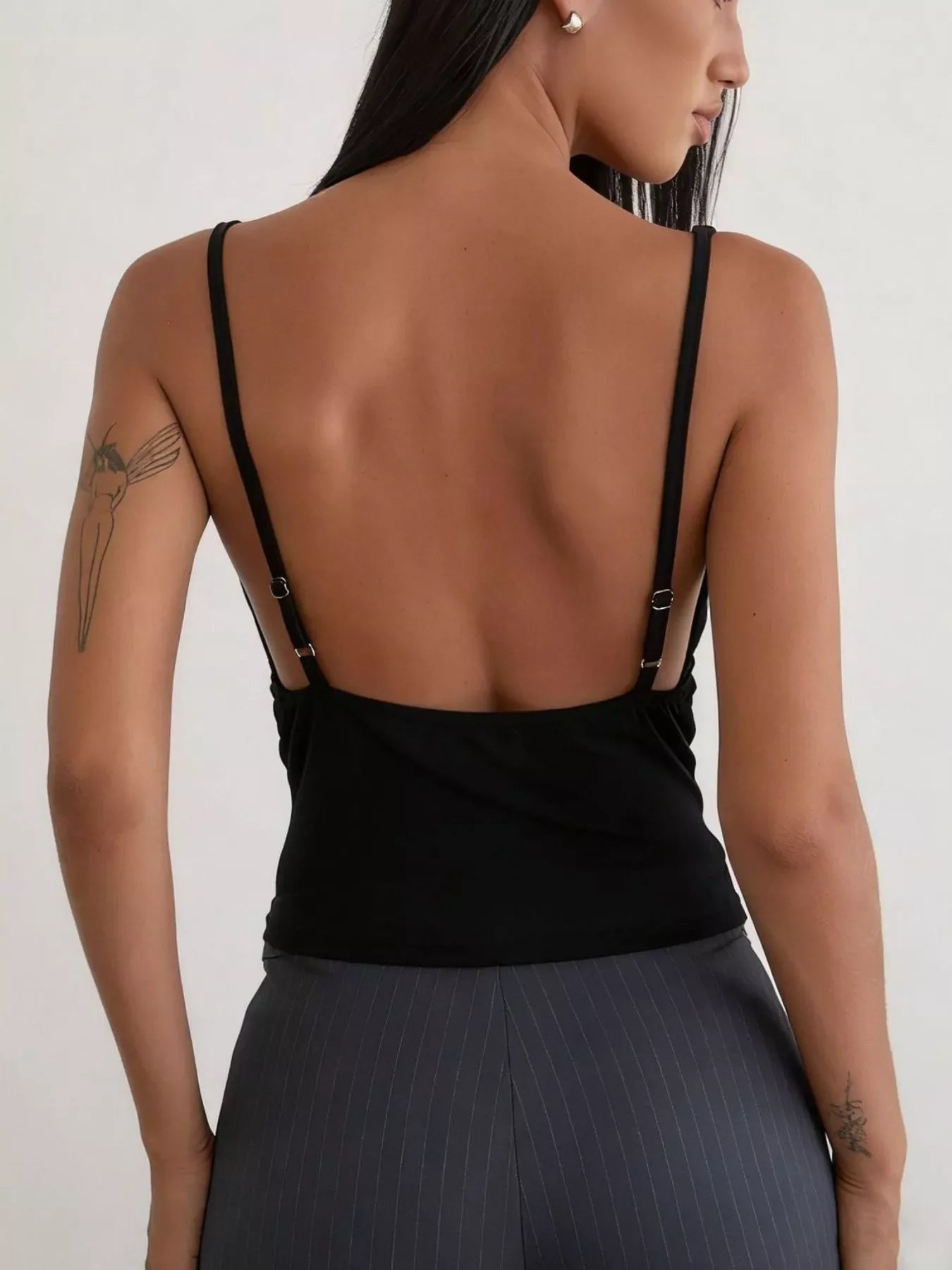 Sequin Detail Ruched Tank Top With Draped Front Stretchy Knit - Southern Shores Clothing
