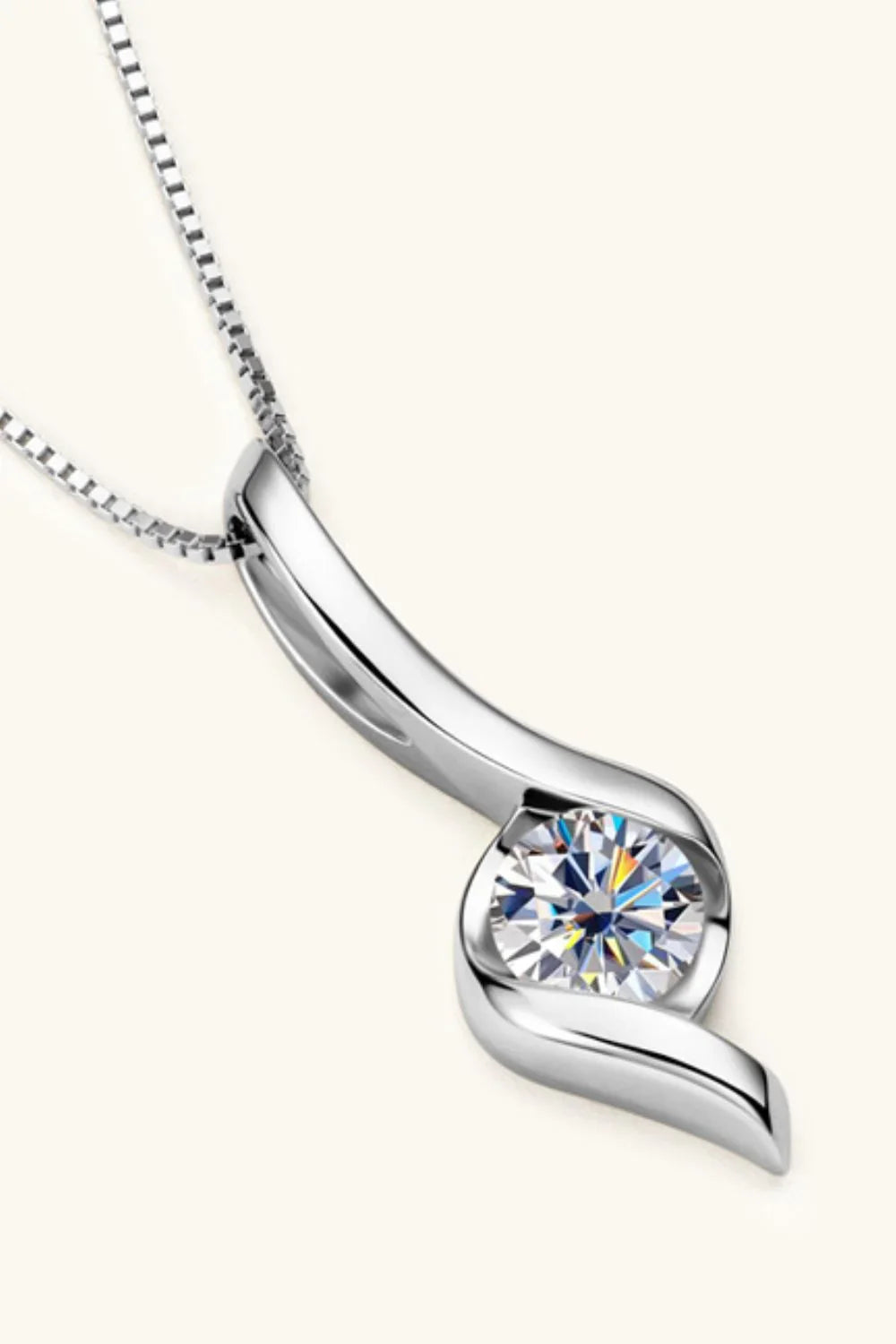 Minimalist 1 Carat Moissanite Sterling Silver Necklace