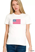 American Flag Graphic Tee With Crew Neck - Southern Shores Clothing