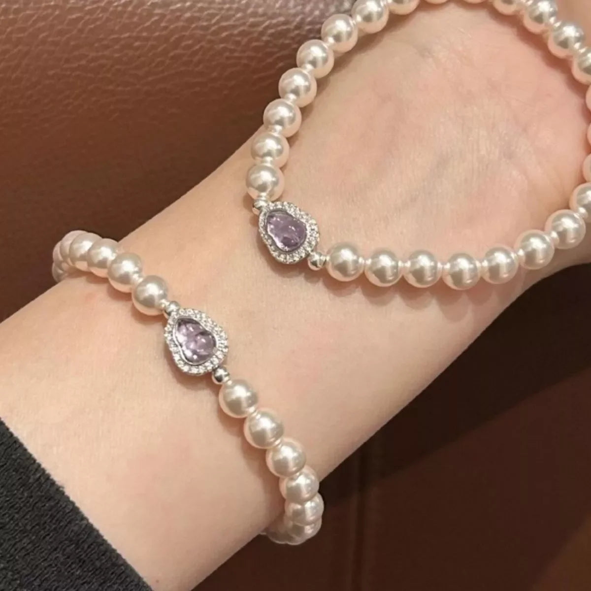 Pearl Gourd Bracelet With Teardrop Pendant And Crystal Accents - Southern Shores Clothing