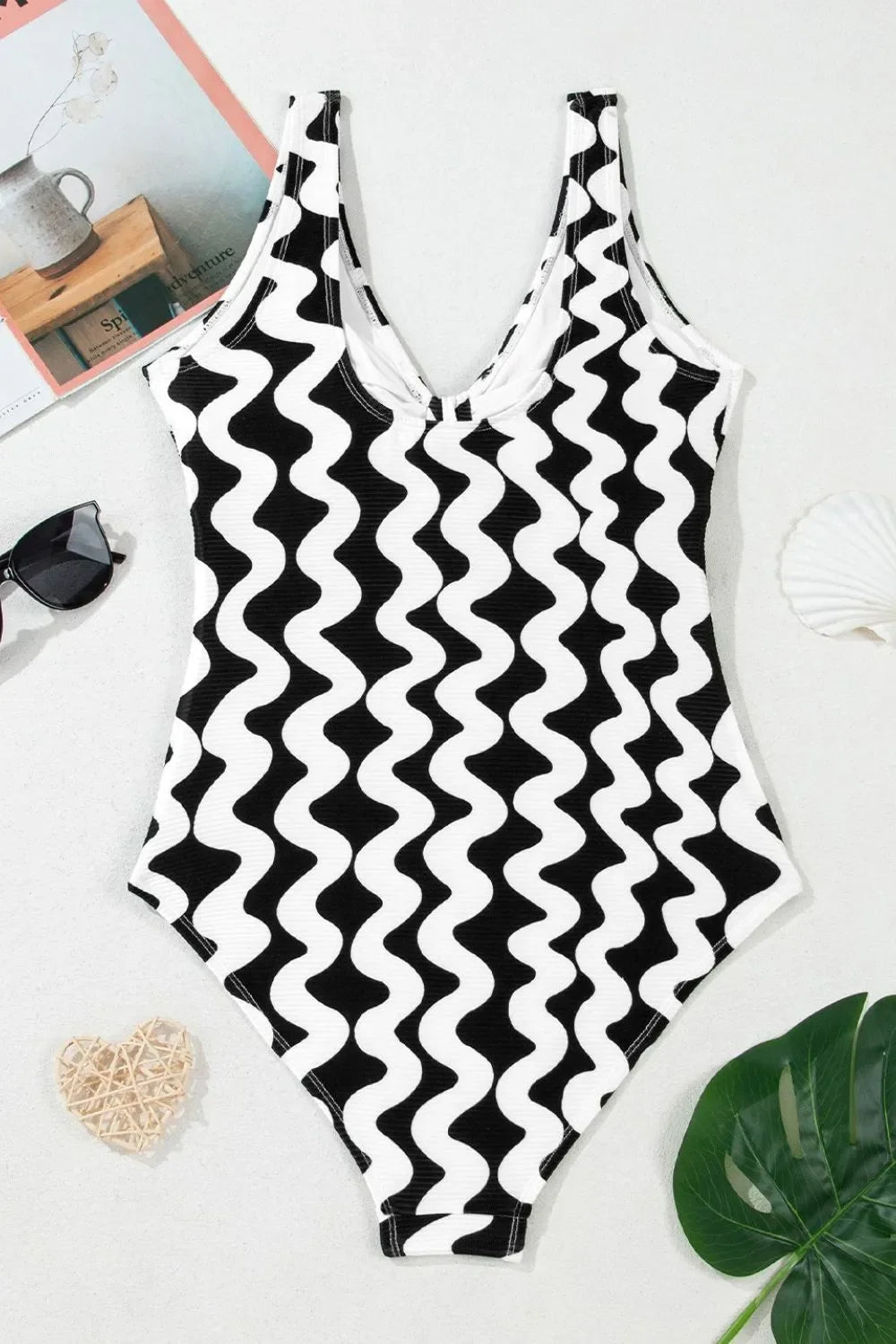 Tied Front Contrast Striped One-Piece Swimsuit - Southern Shores Clothing