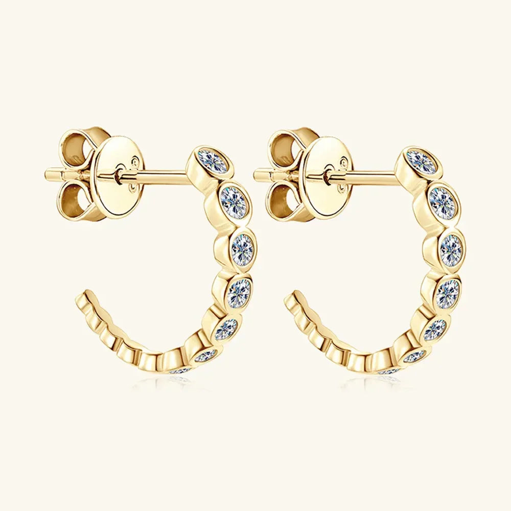 Moissanite Inlaid Sterling Silver Hoop Earrings - Southern Shores Clothing