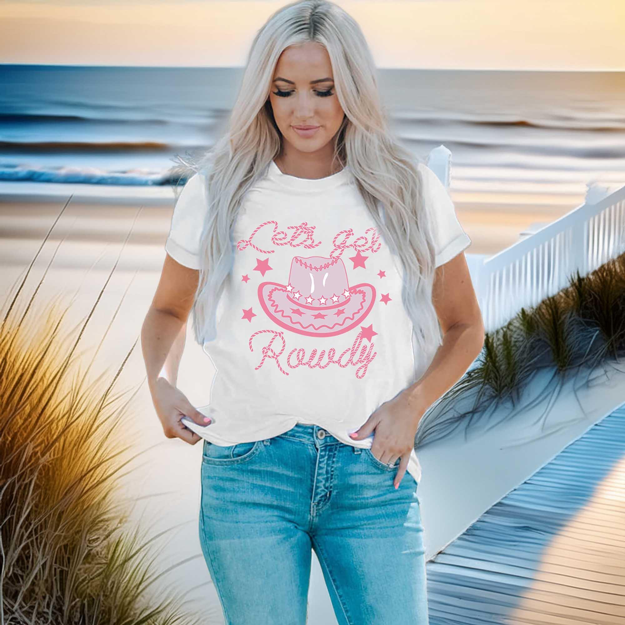Cowboy Hat Graphic Round Neck Short Sleeve Tee - Southern Shores Clothing