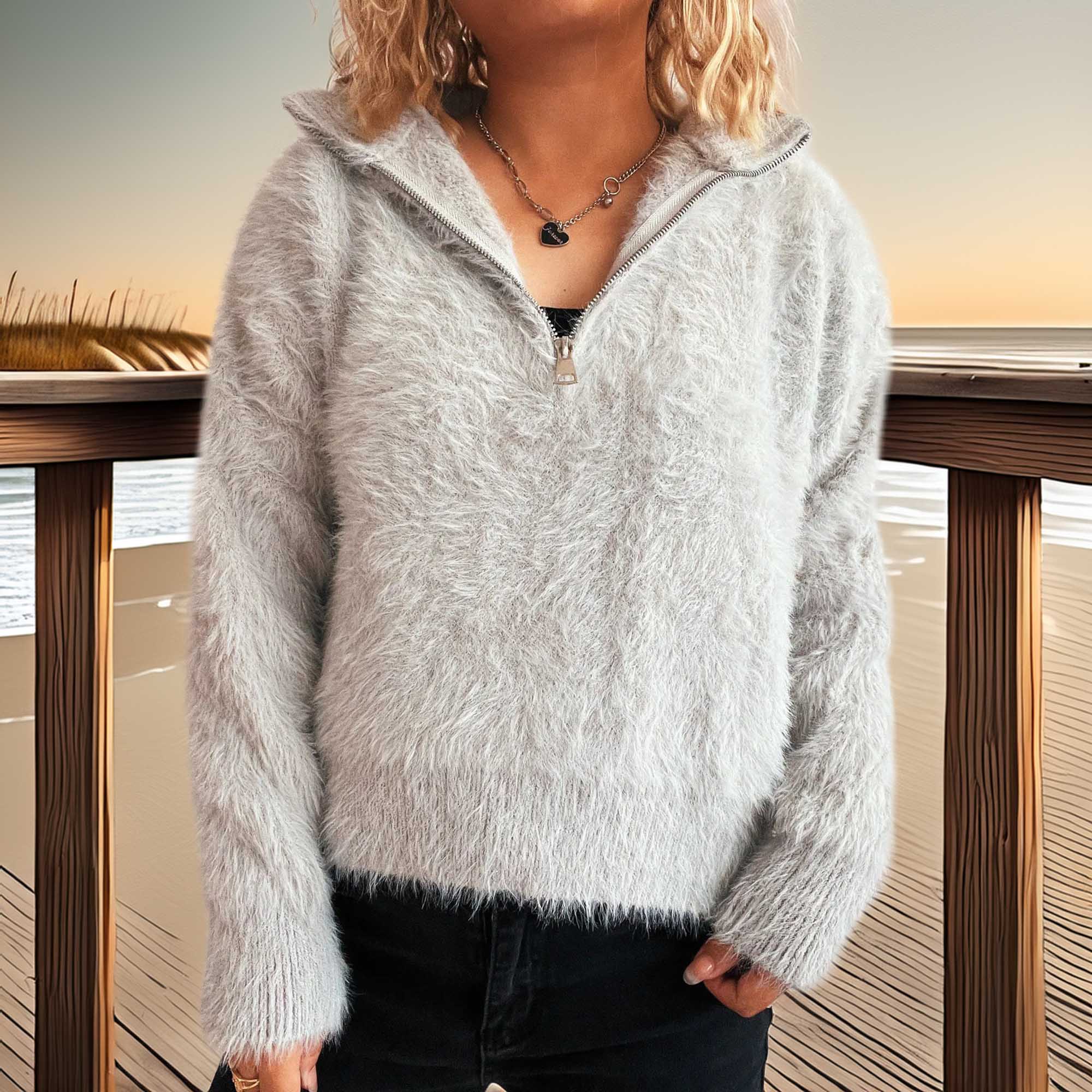 Southern Shores Women's Cozy Fuzzy Half-Zip Sweater