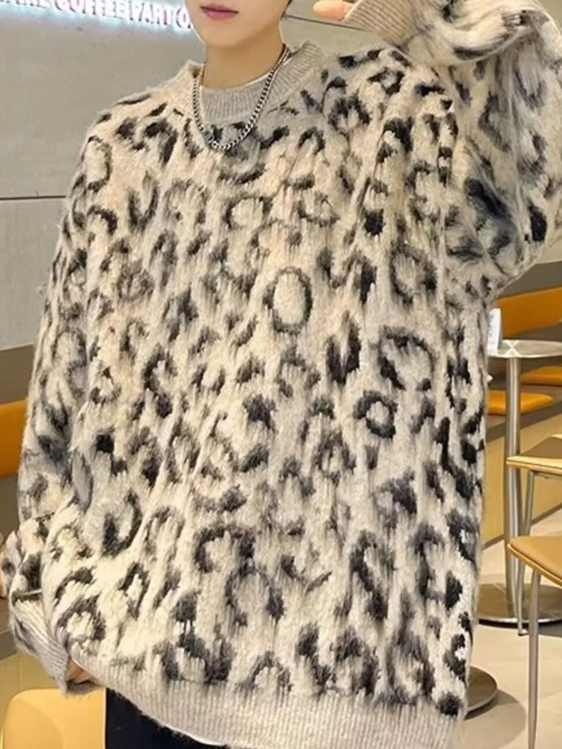 Leopard Print Oversized Fuzzy Knit Cozy Pullover - Southern Shores Clothing