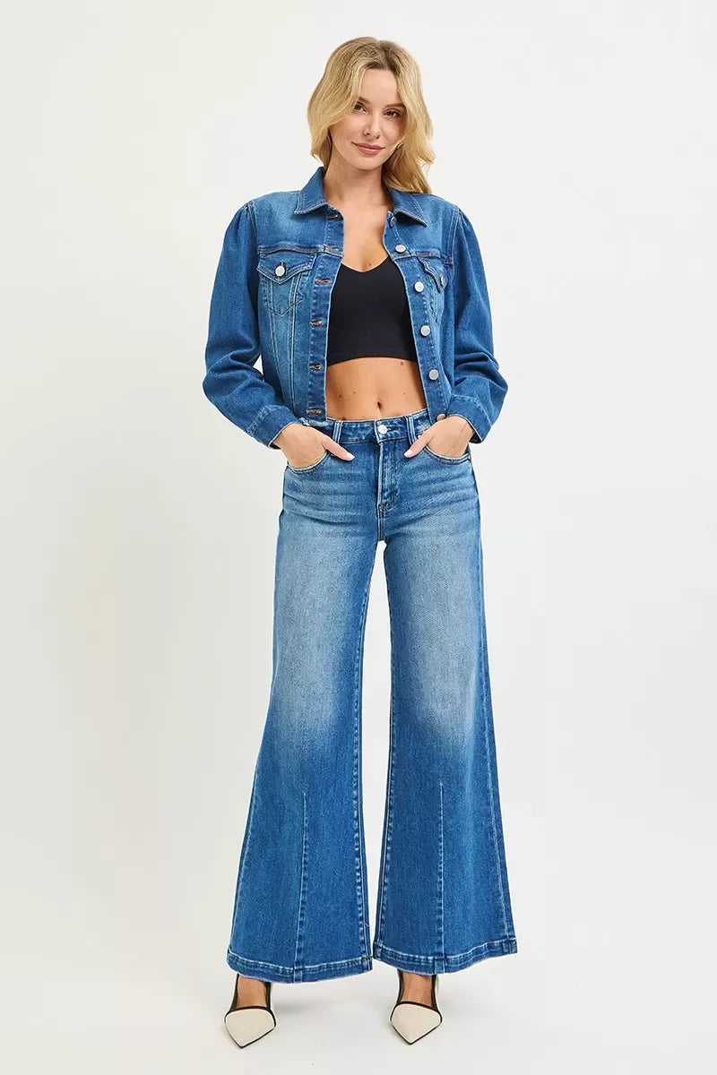 Mid Rise Wide Leg Flared Jeans Plus Size - Southern Shores Clothing