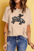 Sequin Rodeo Graphic Crewneck Tee With Stretch Fabric - Southern Shores Clothing