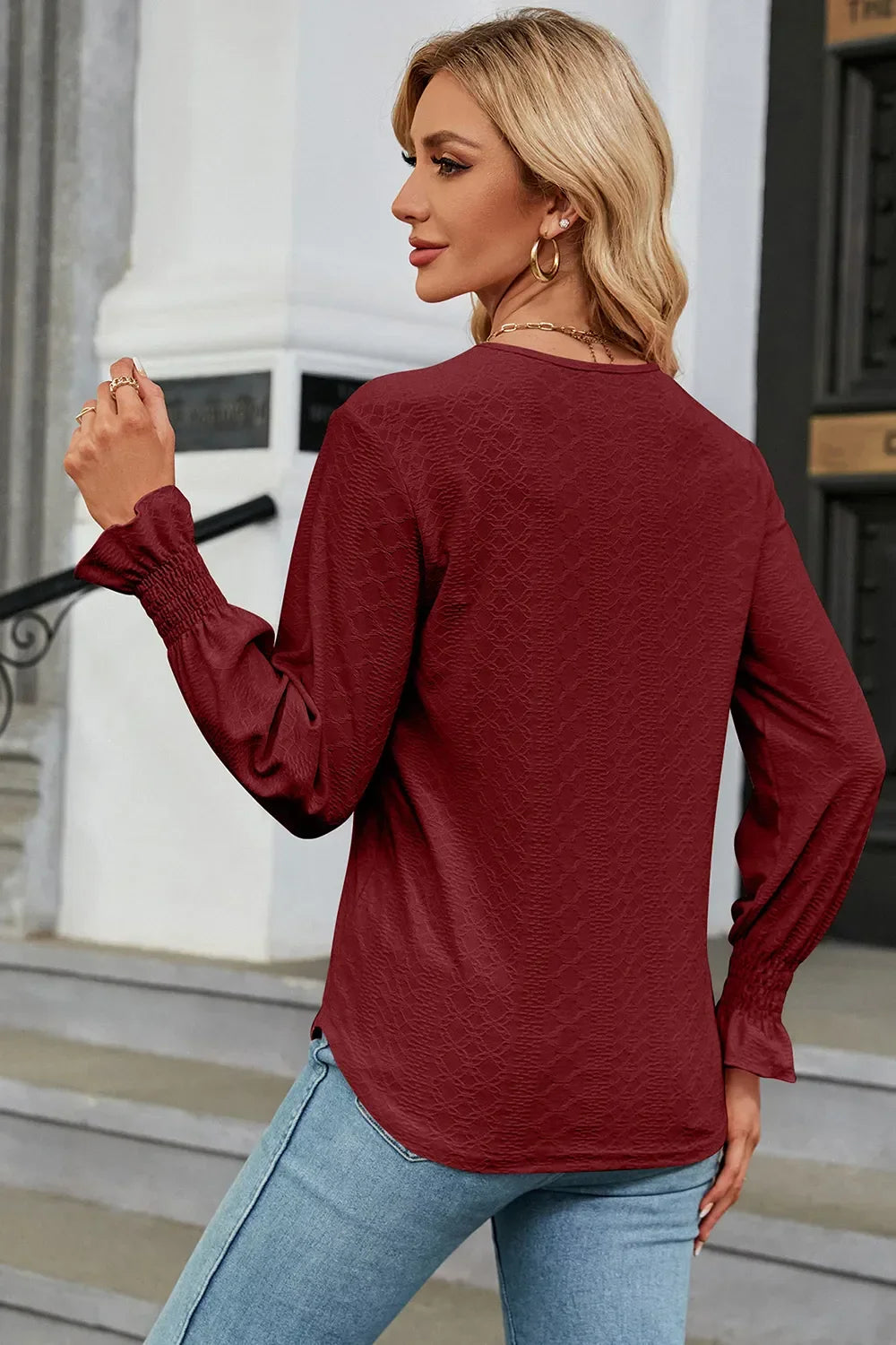 V-Neck Flounce Sleeve T-Shirt - Southern Shores Clothing