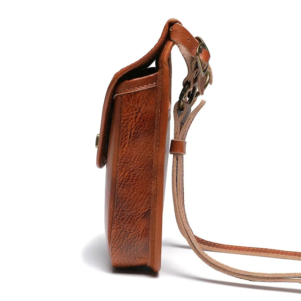 Cowhide Leather Crossbody Bag With Metal Clasp - Southern Shores Clothing