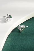Sterling Silver Heart Stud Earrings Platinum Plated - Southern Shores Clothing