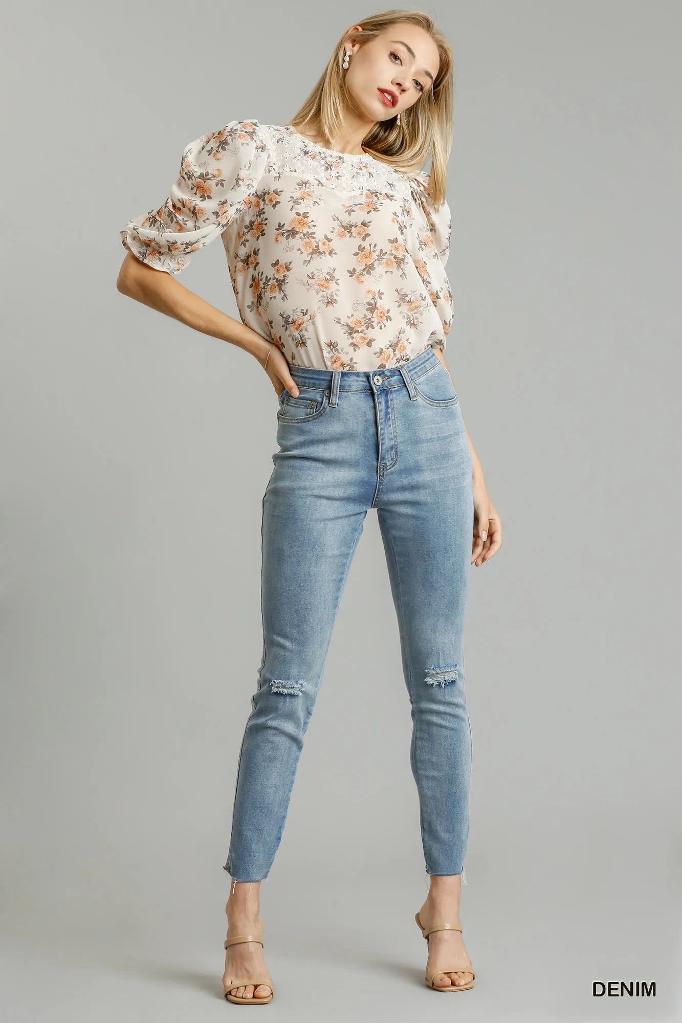 Beach Inspired Umgee Distressed Stretch Denim Jeans