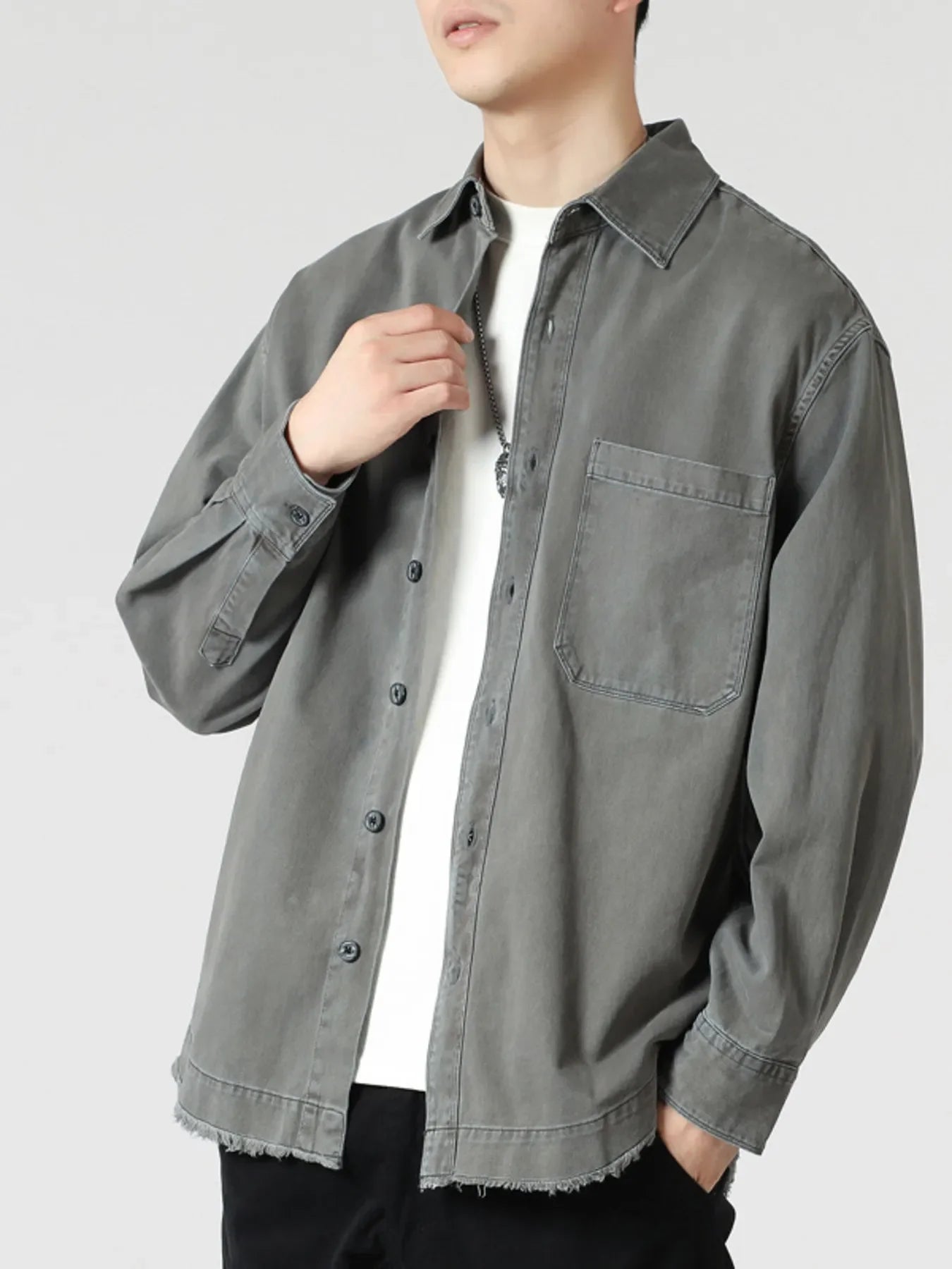 Oversized Button Up Long Sleeve Cotton Shirt