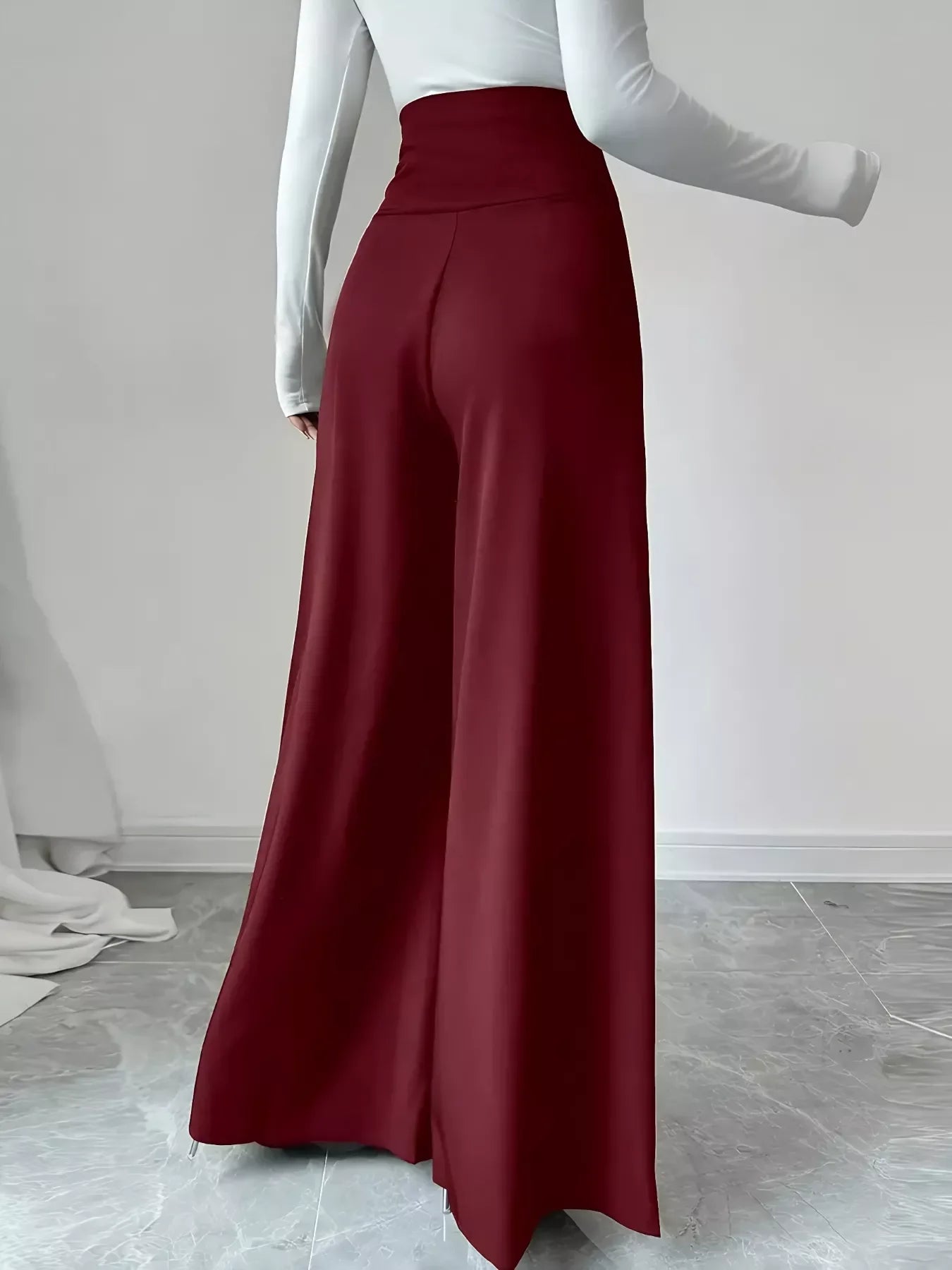 High Waist Wide Leg Button Decor Pants Everyday Wear - Southern Shores Clothing
