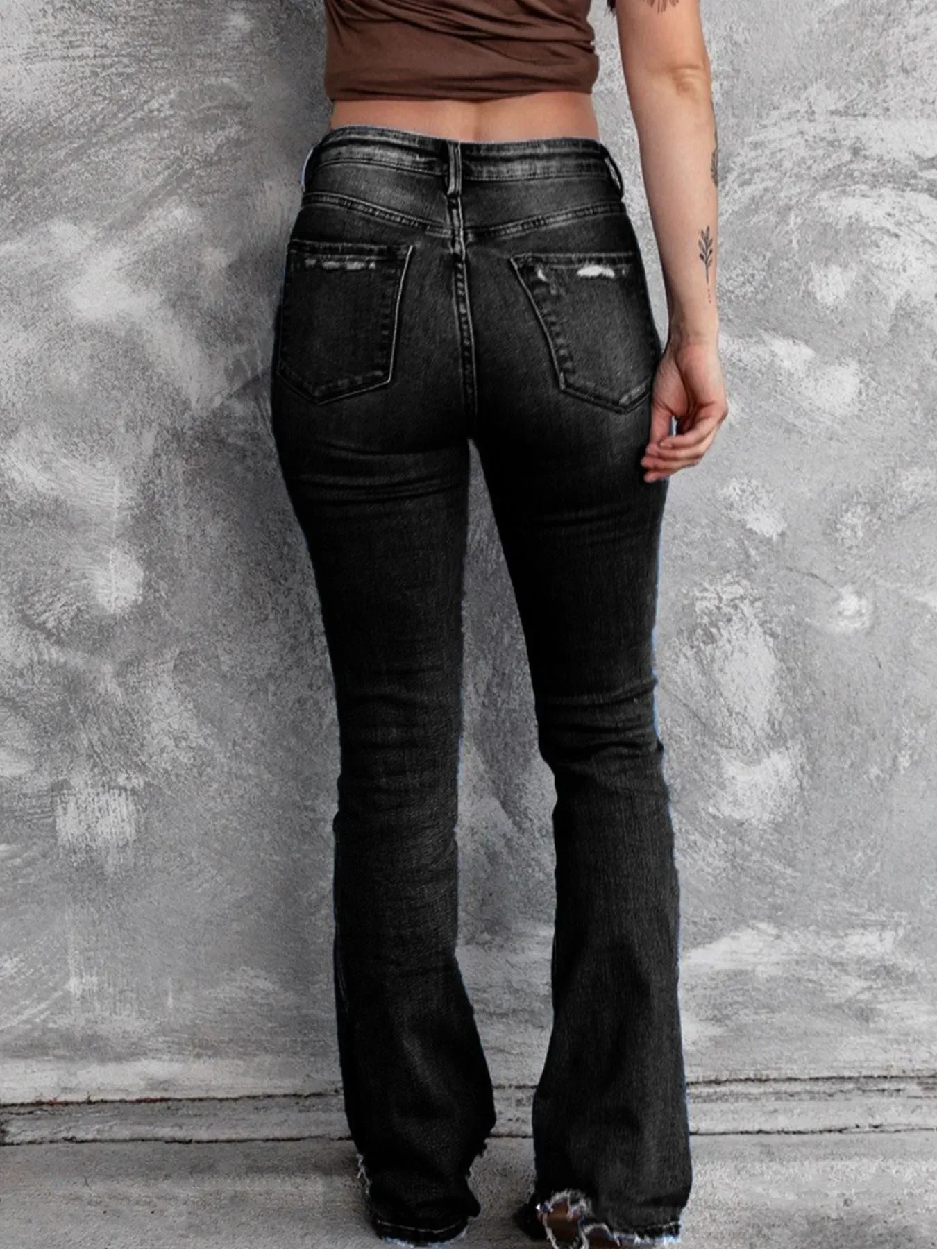 Beach Inspired Distressed Flare Jeans With Pockets - Southern Shores Clothing