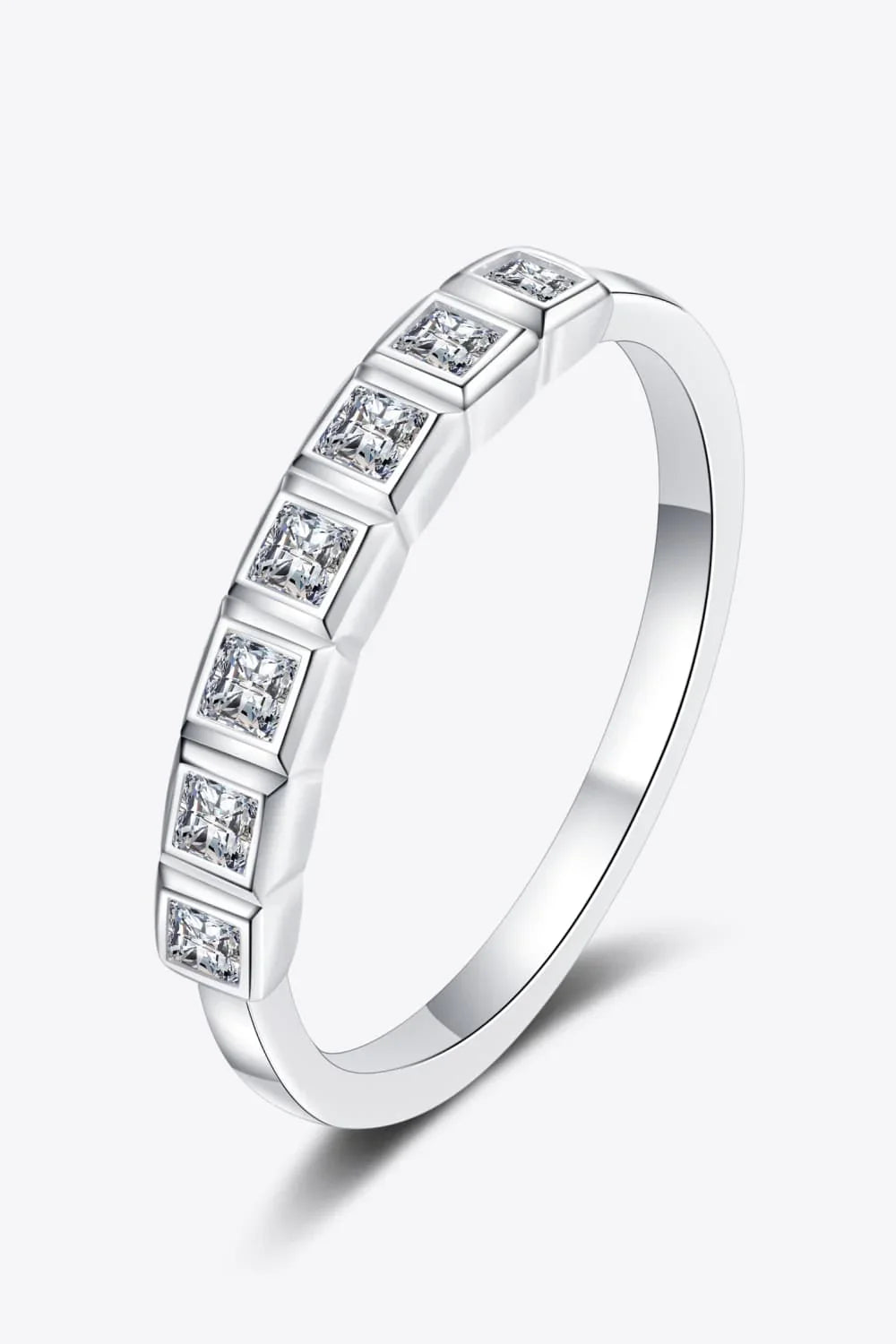 Moissanite Rhodium-Plated Half-Eternity Ring - Southern Shores Clothing
