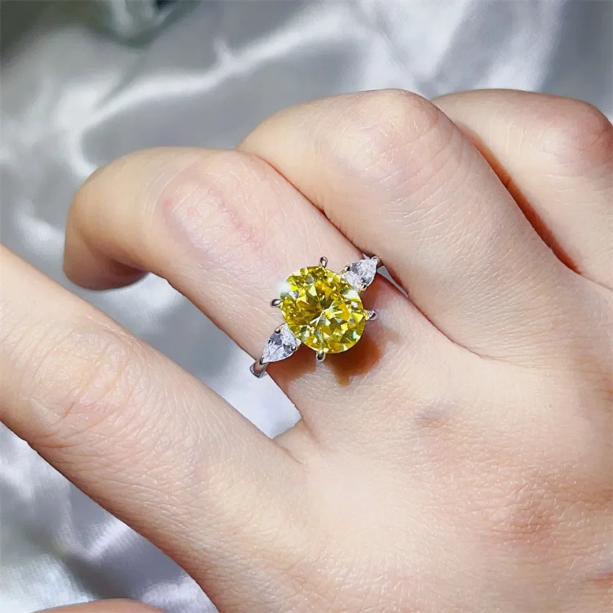 3 Carat Moissanite Platinum-Plated Sterling Silver Ring - Southern Shores Clothing
