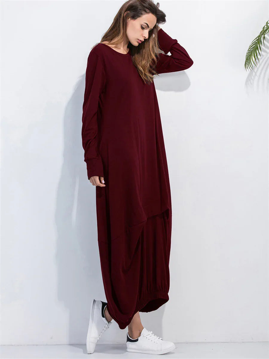 Casual Coastal Long Sleeve Maxi Sweatshirt Dress - Southern Shores Clothing