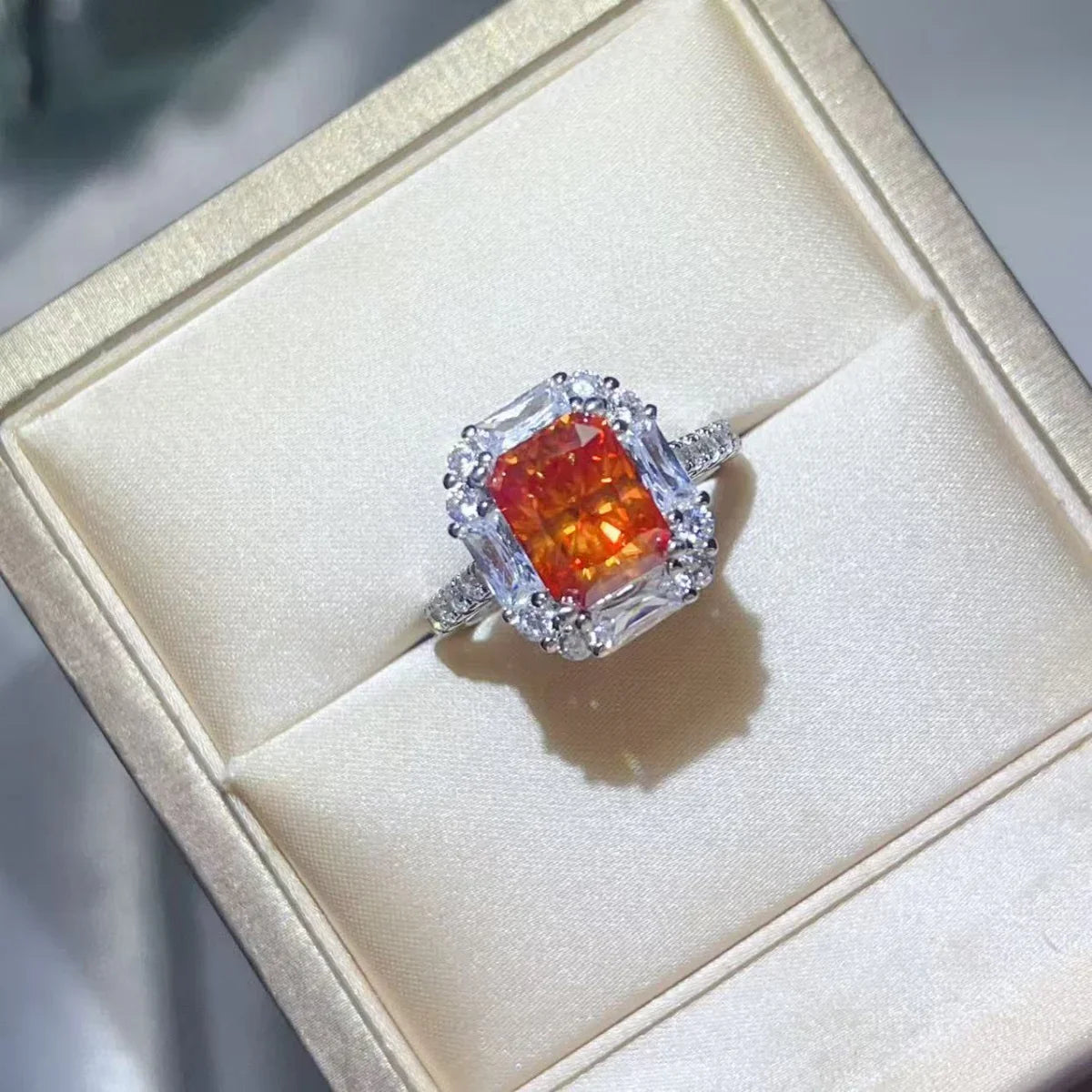 3 Carat Moissanite Halo Ring In Sterling Silver Prong Setting - Southern Shores Clothing