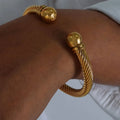 18K Gold Plated Stainless Steel Cable Cuff Bracelet - Southern Shores Clothing