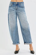 Slouchy Barrel Jeans With Cuffs Plus Size - Southern Shores Clothing