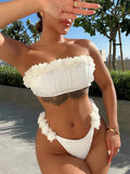 Solid Applique Tie Back Bikini Set Swimwear - Southern Shores Clothing