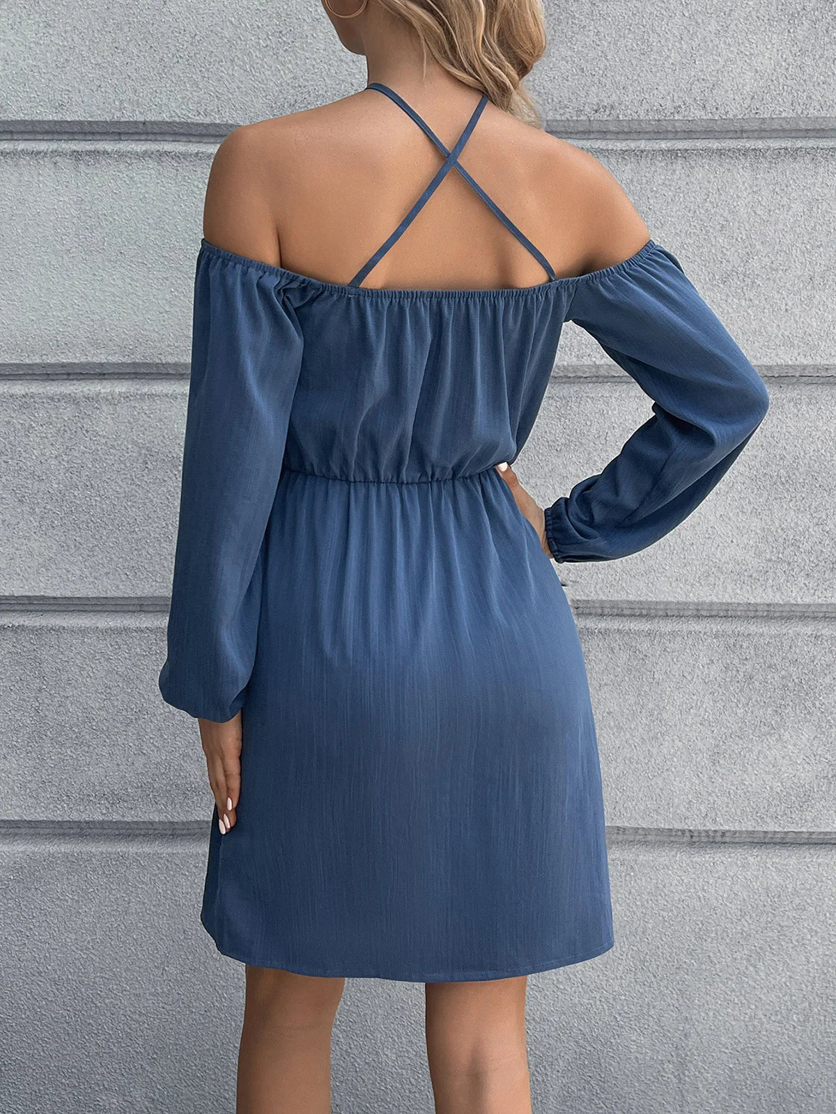 Casual Cold-Shoulder Crisscross Mini Dress Summer - Southern Shores Clothing