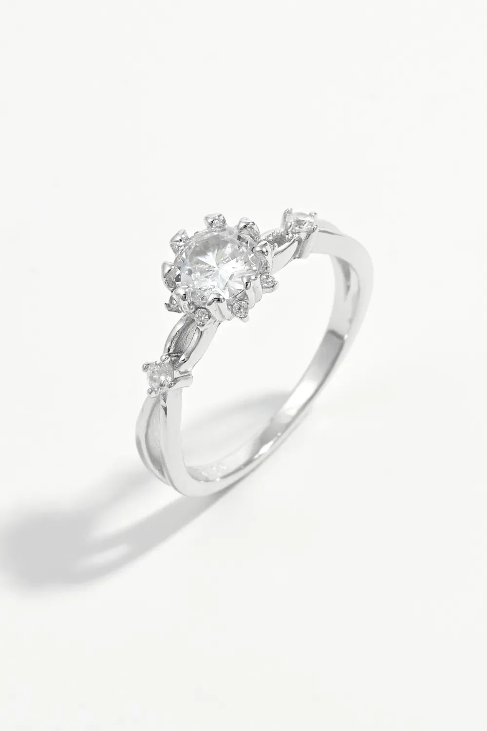Sterling Silver Inlaid Zircon Ring Platinum Plating - Southern Shores Clothing