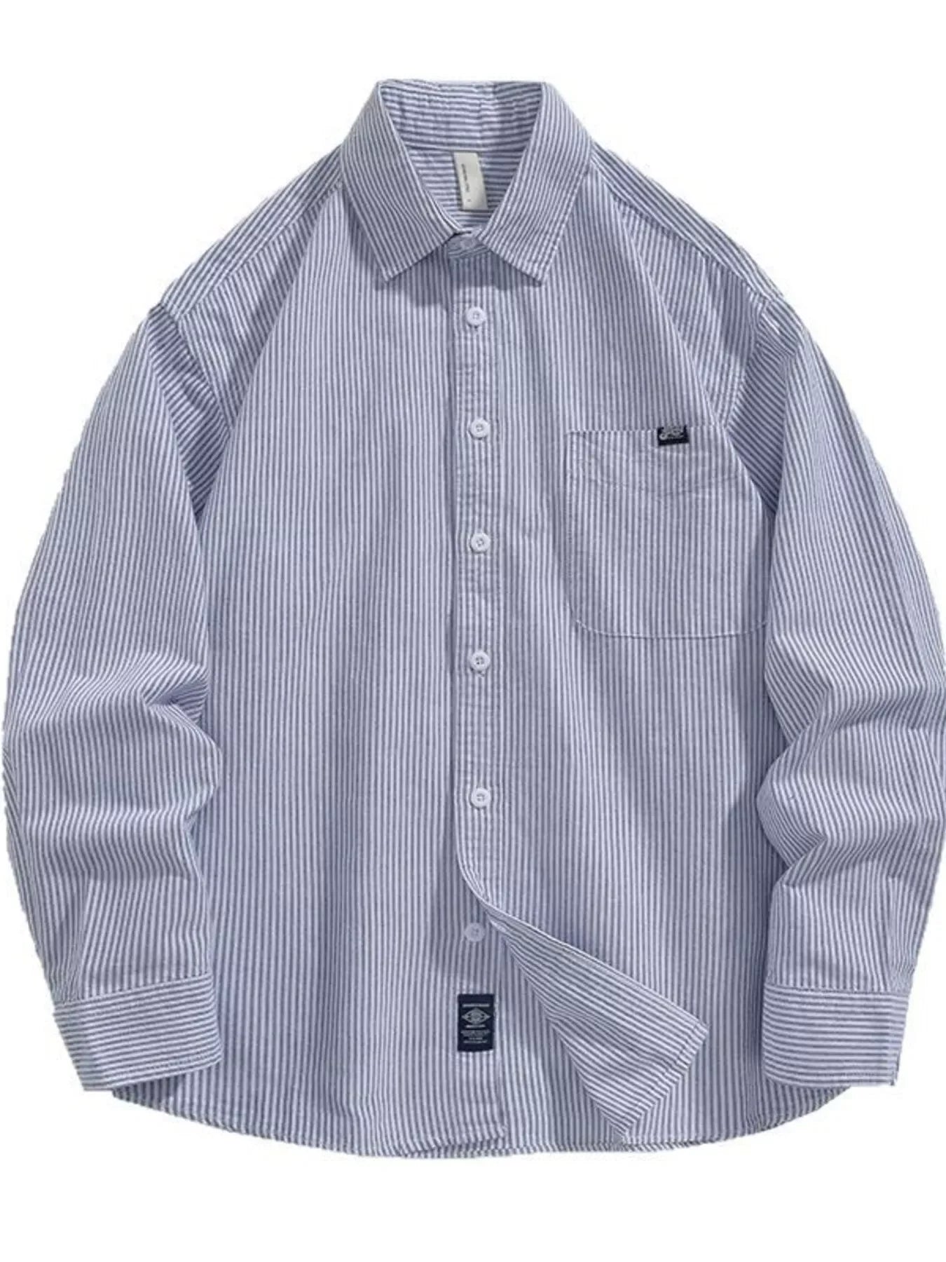 Plus Size Striped Cotton Button-Up Shirt - Southern Shores Clothing