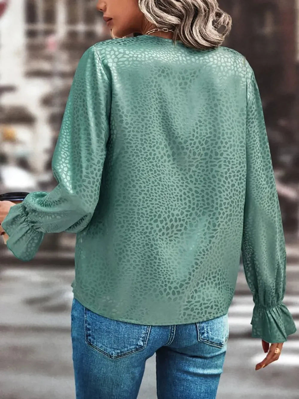 Southern Shores Clothing V-Neck Flounce Sleeve Blouse In 100% Polyester Material - Southern Shores Clothing