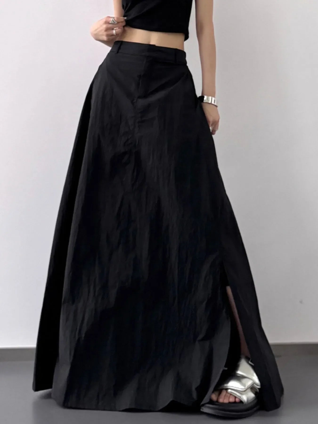 High Waist Slit Maxi Skirt With Flowing Silhouette - Southern Shores Clothing