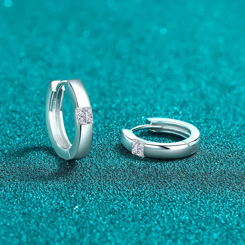 Sterling Silver Moissanite Huggie Earrings - Southern Shores Clothing