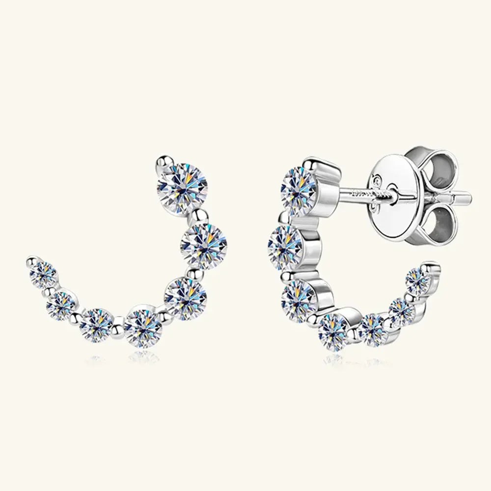 Sterling Silver Inlaid Moissanite Stud Earrings - Southern Shores Clothing