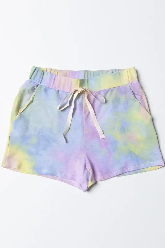Tie Dye French Terry Shorts With Twill Tape - Southern Shores Clothing