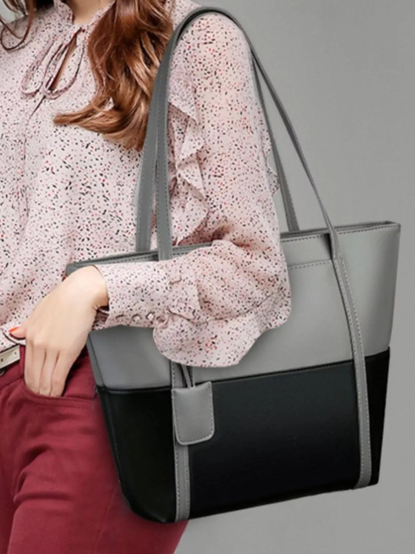 Two-Tone Tote Bag Shopping Carryall Casual Daily - Southern Shores Clothing