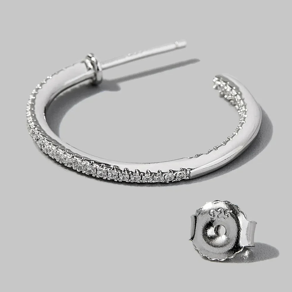 Sterling Silver Zircon C Hoop Earrings Coastal - Southern Shores Clothing