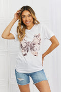 Butterflies Graphic Tee Round Neck Cotton - Southern Shores Clothing
