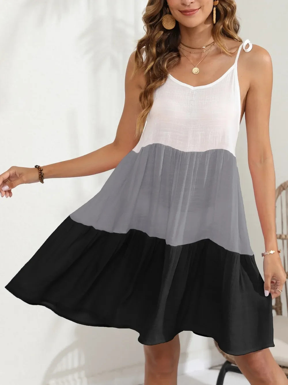 Spaghetti Strap Block Cover-Up for Beachwear - Southern Shores Clothing