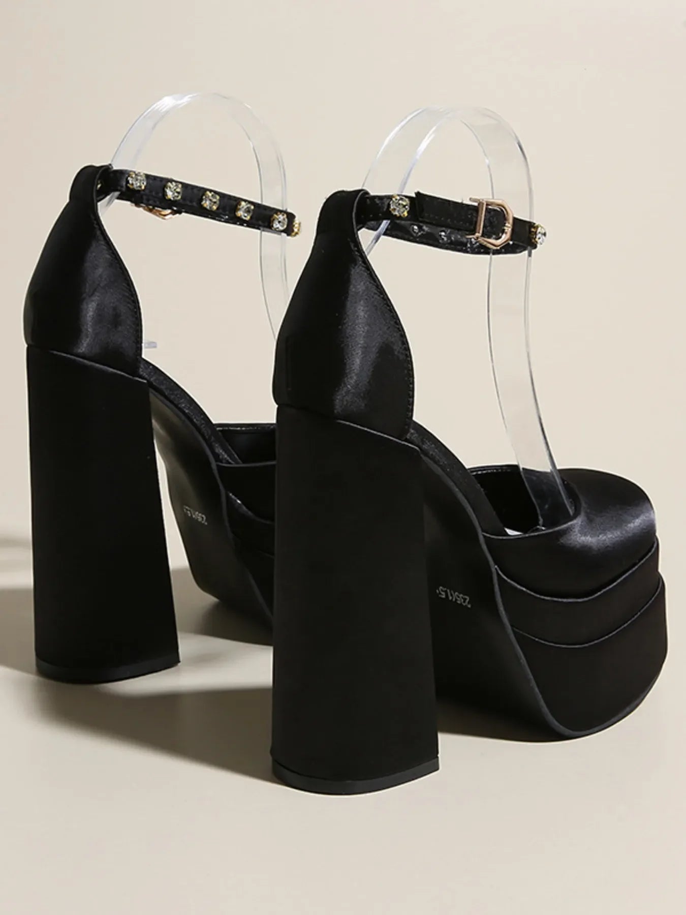 Platform High Heel Ankle Strap Pumps Pointed Toe