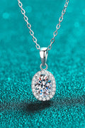 One Carat Moissanite Pendant Necklace Rhodium-Plated Silver - Southern Shores Clothing