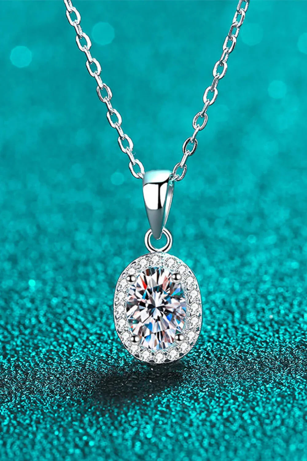 One Carat Moissanite Pendant Necklace Rhodium-Plated Silver - Southern Shores Clothing