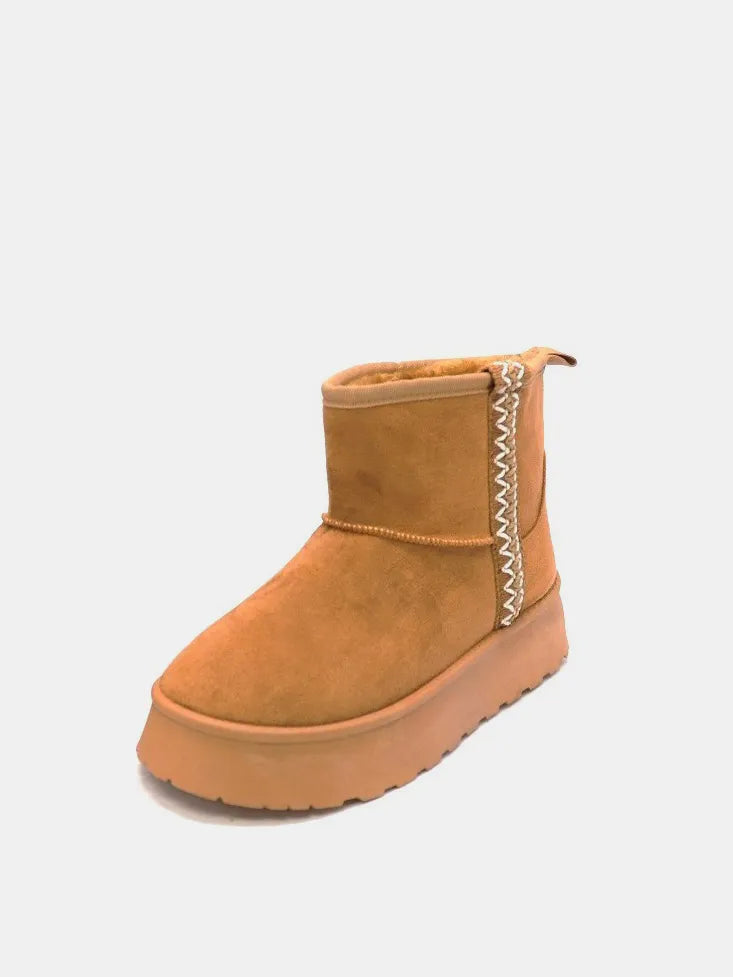 Round Toe Platform Boots Modern Casual Style