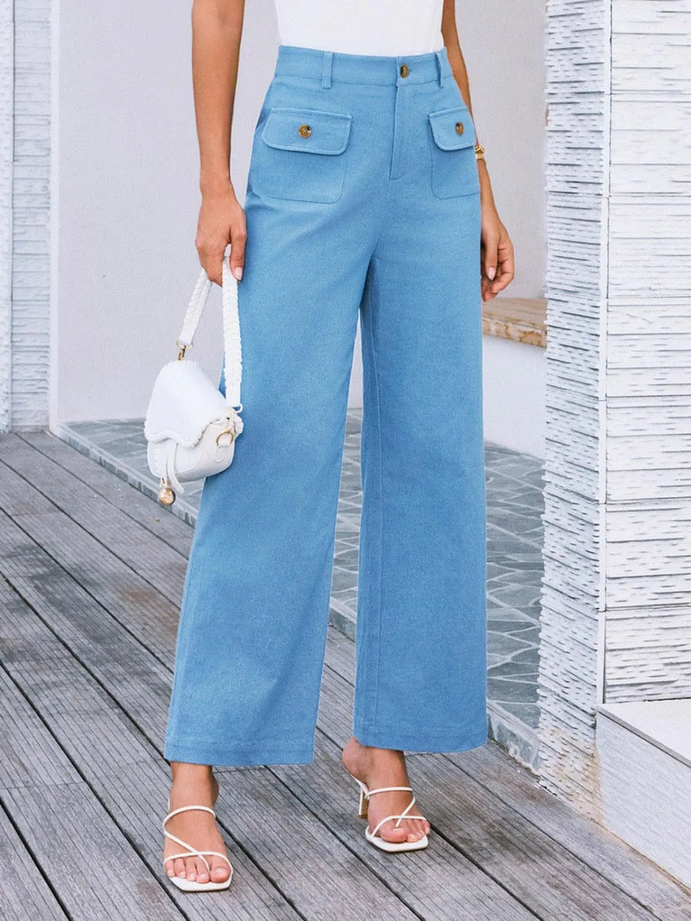 Southern Shores Women's High Waist Wide Leg Pants with Pockets