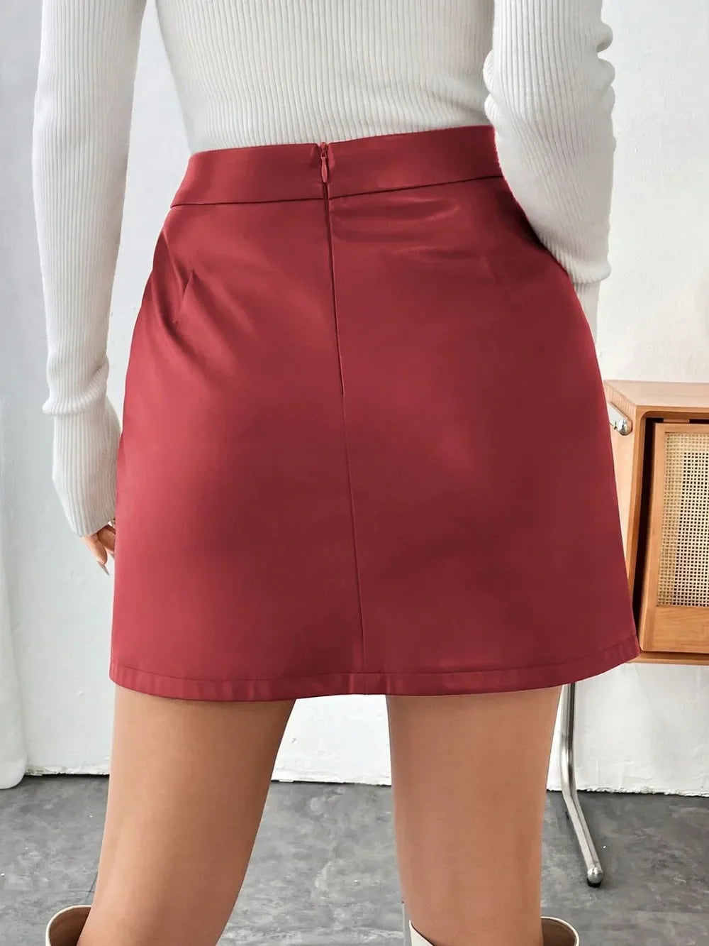 Zippered Mini Skirt Polyester Blend Lightweight - Southern Shores Clothing