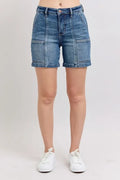 High Rise Denim Shorts Plus Size Stretch - Southern Shores Clothing