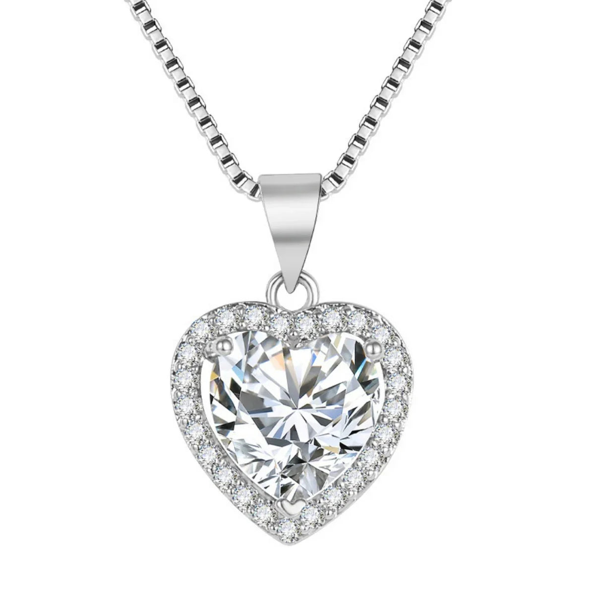 2 Carat Moissanite Heart Pendant Necklace Sterling Silver - Southern Shores Clothing