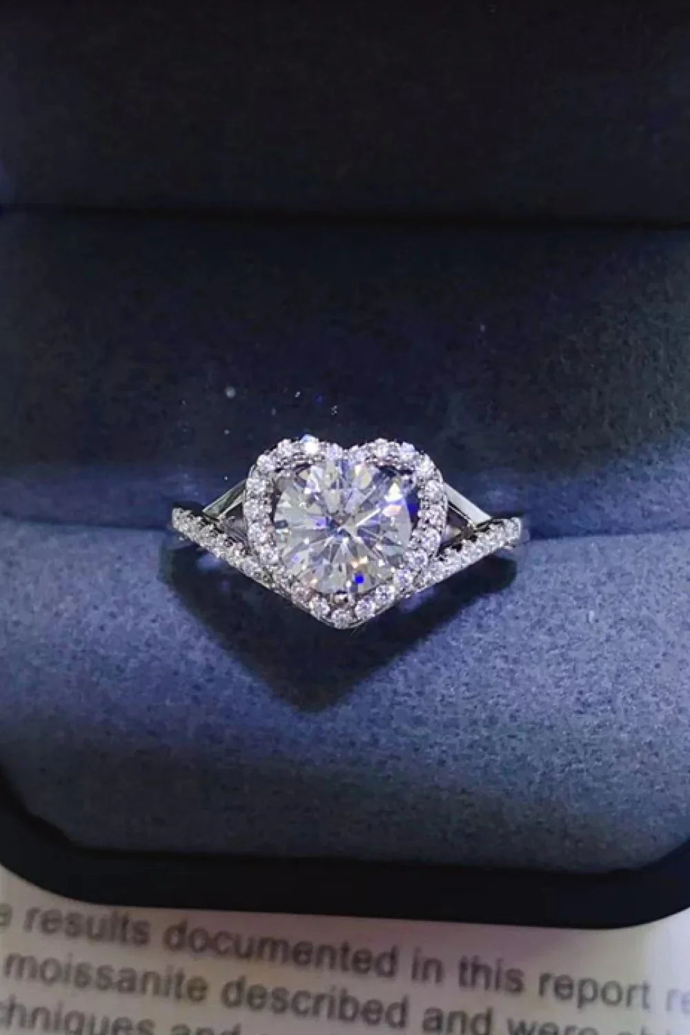Moissanite Heart Ring Sterling Silver 1 Carat Stone - Southern Shores Clothing
