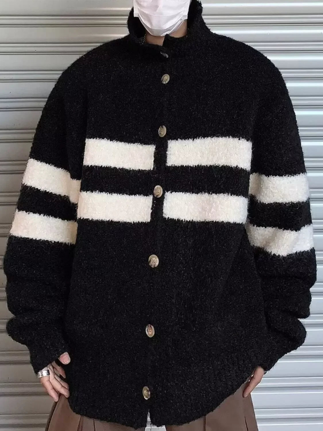 Striped Knit Button-Down Stretch Cardigan - Southern Shores Clothing