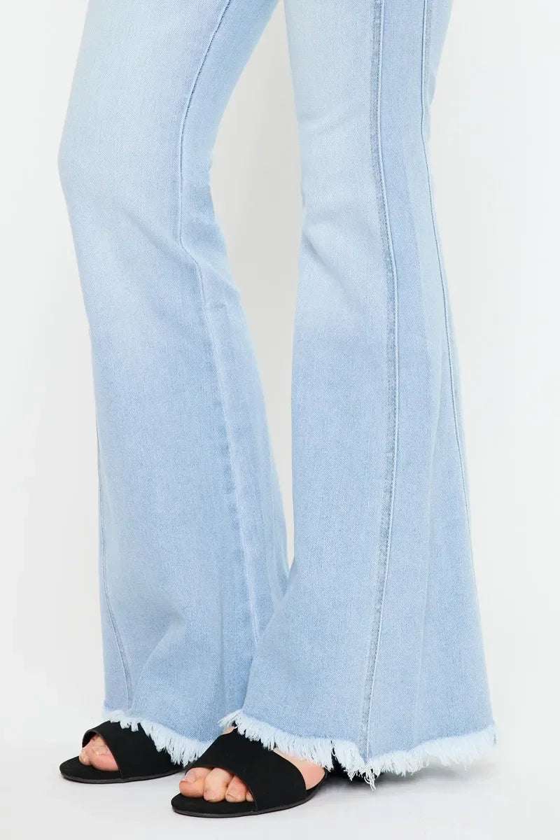 High Rise Curvy Flare Jeans With Stretch Denim - Southern Shores Clothing