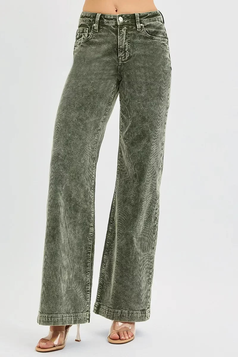 High Rise Wide Leg Corduroy Jeans Plus Size - Southern Shores Clothing